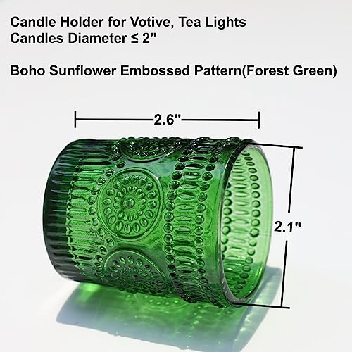 VOHO Green Candle Holder Set of 12, Green Glass Votive Candle Holders for Centerpiece Table Decorations, Votive Candles Holder Bulk for Birthday (2.1'' x 2.6'', W/H) - color: Green