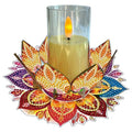 DIY Diamond Art Painting Candlestick Holders 5.71in Mandala Flower Shape Desk Candle Tray Tabletop Ornaments for Wedding Ramadan Party Home Table Centerpiece-Mandala08 - color: Mandala08