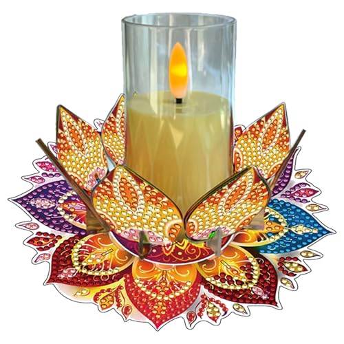 5D DIY Diamond Art Painting PVC Flower Candle Holders Tealight/Tea Light/Votive Candle Holder, for Table Centerpiece Home Décor Party Wedding Dinning-Flower-8 - color: Flower-8