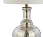 JONATHAN Y 25" Mercury Silver and Brass Gold Glass Table Lamp Set of 2 for Bedroom, Modern Bedside Lamp for Living Room Nightstand, White Linen Drum Shade, LED Bulb Included JYL1068A-SET2 - color: Mercury Silver