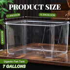 Geelin 7 Gallon Plastic Fish Tank Large Bowl Shatterproof with Crystal Clear Clarity for Terrarium, Flower Vase Centerpiece Gift for Fish Lovers (Square) - size: 7 Gallon, style: Square
