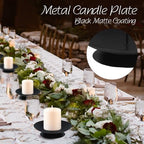 Pillar Candle Holder with Safety Spike, Set of 4, 3.5 Inch Metal Candle Plate, Pillar Candle Holders, Black Candle Stand