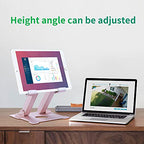KABCON Tablet Stand,【Updated】 Adjustable Eye-Level Aluminum Solid Desktop Stand Holder,Compatible with iPad Series,Microsoft Surface Series,Samsung,Kindle Fire,Etc.Up to 15'' Tablets-Pink - color: Large-Pink