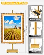 Rofio Adjustable Tabletop Easel Stand, picture easel stand up to 17” H, Metal Picture Frame Holder for Artwork, Photo, Signs & Certificates (Gold) - color: Gold