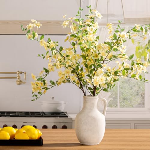 Ceramic Flower Vase Home Decor - Large White Rustic Table Flowers Vases Living Room Bedroom Plant Decorations Farmhouse Vintage for Kitchen Shelf Office Coffee Dining Desk House Women (10" Rustic) - color: 03-rustic-10"