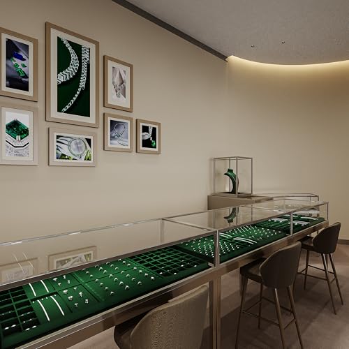 7 Slots Velvet Jewelry Tray Ring Earring Display Tray Jewelry Drawer Organizer Ring Earring Holder Storage (Green) - size: 7 Slots for Ring/Earring