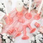 Mumufy 10 Pcs Glass Crystal Taper Candle Holders Clear Glass Candlestick Holder Fit 0.8 Inch Candles Crystal Decorative Candle Stand Centerpiece Table Wedding Dining Party (Classic,Cream Pink) - color: Cream Pink
