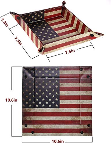siduater Valet Tray Desktop Storage Organizer, Vegan Leather Catchall Bedside Vanity Tray Nightstand Caddy Holder for Remote Controller, Watch, Keys, Phone, Wallet, Sunglasses, Jewelry - Flag - color: Flag Design