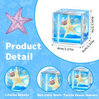 4Pcs Marine Taxidermy in Resin, Interesting Square Marine Microlandscape Specimen Set for Back-to-School Gift Oddities Paperweights Scientific Education Supplies（1.57x1.57 inch） - color: Marine Animals A
