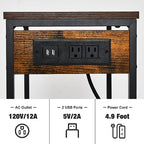 Asgolion Tall End Table with Charging Station, 3 Tier Narrow Tall Nightstand with Storage, Slim Side Table with USB Ports and Outlets for Bedroom, Living Room, Office, Rustic Brown and Black - color: Rustic Brown, style: With Outlet