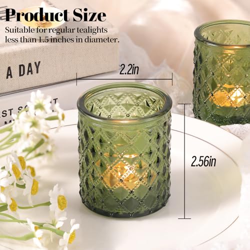 36 Pcs Green Votive Candle Holders, Green Tea Light Holders for Wedding and Baby Shower Table Decor, Glass Candle Holders for St. Patrick's Day Table Decor, Vintage Parties and Gifts - color: Green