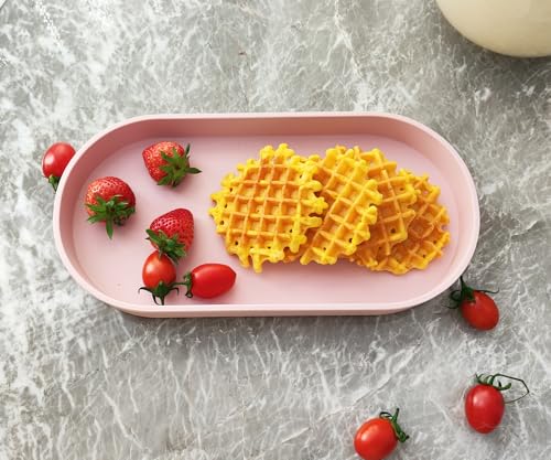 Pink Small Tray (11.8 inch), Oval Tray for Kitchen Counter, Bathtub Bathroom Vanity Items, Countertop Organizer, Coffee Accessory, Bar, Serving Seasoning, Salt and Pepper, Soap, Perfume. - color: Pink, size: 11.8" x 5.9" x 1.2"