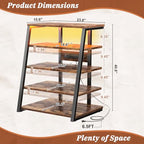 Armocity 5-Tier AV Media Stand with Power Strips, Media Console with LED Lights, Audio Tower Rack with Adjustable Shelves, Stereo Stands and Racks, 40.8'', Rustic Brown - color: Rustic Brown, size: 40" (H)