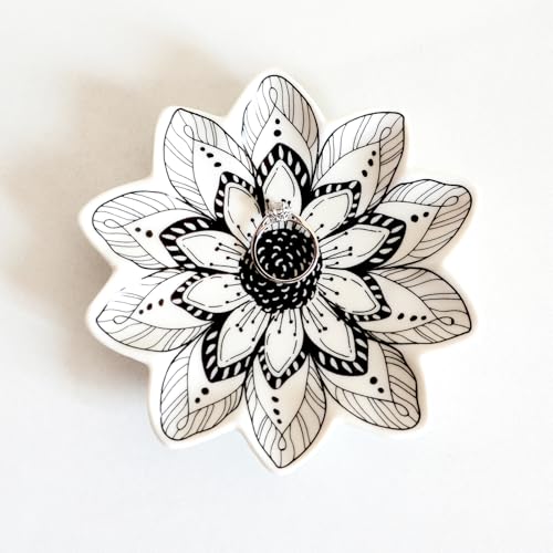 Small Flower Jewelry Dish Tray, Decorative Ceramic Trinket Dish, Modern Accent Tray for Vanity