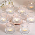 DARJEN Clear Ribbed Tealight Votive Candle Holders Set of 10- Tea Light Candle Holder Glass for Table Centerpiece, Engagement Parties, Birthday Parties & Wedding Shower - color: Clear, size: 10Pcs