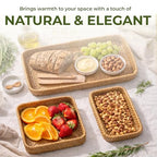 Set of 3 Rattan Serving Trays – Handwoven Wicker Trays for Bathroom, Kitchen, Coffee Table, Ottoman; Modern Farmhouse, Boho, Rustic & Coastal Home Decor - style: Natural Rattan Trays