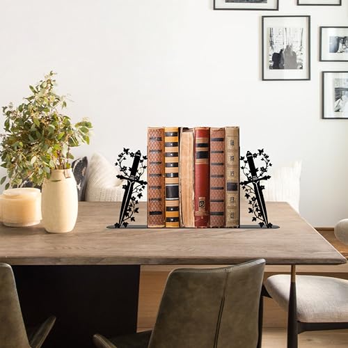 Cute Book Ends for Shelves – Decorative Dagger-Themed Bookends for Shelves, Unique Bookends for Home, Office, or Gift – Sturdy Metal Book Ends Decorative