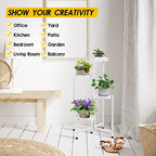 4 Tier Plant Stand Indoor Outdoor, 31 Inch Tall Metal Plant Shelf Waterproof, Plant Holder with Folding Design For Home, Living Room, White - color: White