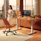 FEZIBO Standing Desk, 55 × 24 Inches Electric Height Adjustable, Sit and Stand Up, Computer Office Desk with Splice Board, Light Rustic - color: Light Rustic, size: 55x24
