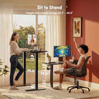 FEZIBO Standing Desk, 55×28 Inches Electric Height Adjustable, Sit Stand Up, Computer Office Desk with Splice Board, Black Frame/Black TOP - color: Black, size: 55 x 28