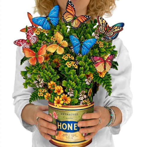 Freshcut Paper Pop Up Cards, Butterflies & Buttercups, 12 Inch Life Sized Forever Flower Bouquet 3D Popup Greeting Card, Birthday Cards, Thank You Card, Blank Notecard & Envelope - color: Butterflies & Buttercups, size: Classic
