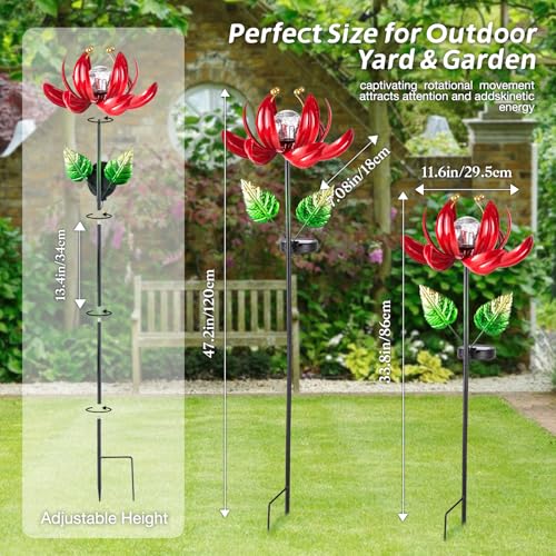 AIINY Solar Lights Outdoor Garden Decor, Solar Wind Spinner Yard Decorations Gifts for Outside, Lotus Windmill Pathway with LED Cracked Crystal Ball Waterproof Flower Sculpture for Patio Lawn - color: Charming Purple