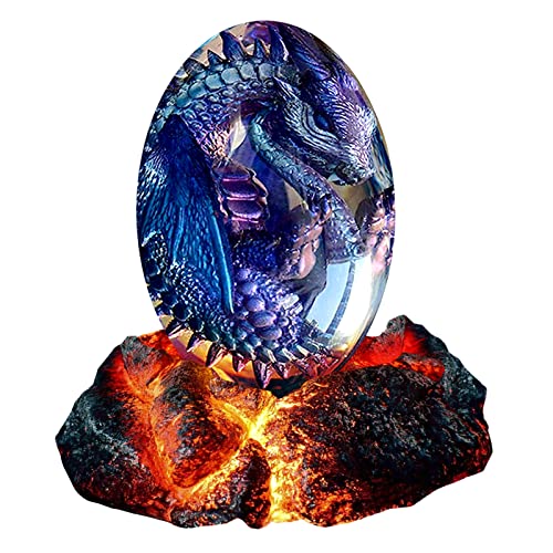 ACOCOFE Dragons Egg, Lava Dragon Egg with Luminous Base, Handmade Sculpture Dragon Eggs Resin Ornaments, Gift for The Holidays, Christmas, Birthdays, Graduation, Back to School (Purple with Base) - color: Purple With Base