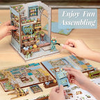 Book Nook Kit, DIY Miniature House Kits for Adult and Teens, Dollhouse Tiny Booknook Garden House Bookshelf, DIY Craft Gifts for Family and Friends (Anna's Blue Blossom) - style: Anna‘s Blue Blossom