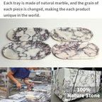 Natural Marble Tray, Coffee Table, Food, Fruit, Paper Cup, Cake Display, Coffee bar, Family Gatherings, Seasonal Holiday Decoration Tray(Viola-oval-11 x5 x0.7) - color: Viola-oval-11"x5"x0.7"