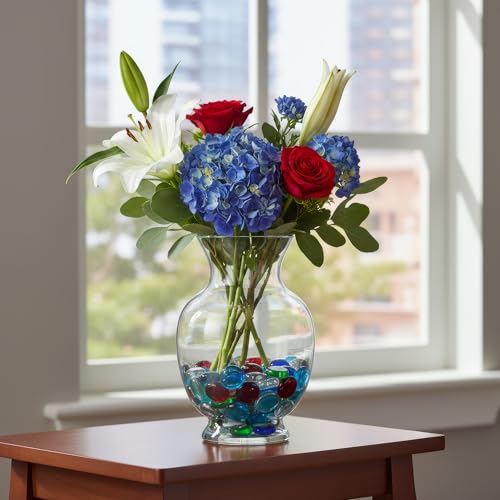 Galashield Flat Glass Marbles for Vases Multi Mix Glass Gems Beads Pebbles Vase Filler (1 LB, Approx. 105 PCS) - color: Multi Mix, size: 1 LB
