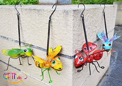 GIFTME 5 Metal Garden Sculptures Statues Yard Art Decoration,Set of 4 Garden Decor Perfect Hanging The Tree, Porch,Backyard or Patio Wall Decor - style: Garden Insect