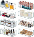 Qilinba 8 PACK Drawer Organizer Bins Bathroom Deep Drawer Organizer Tray for Cutlery Vanity Make-up, Clear Stackable Storage Bins for Kitchen Cabinet Closet Counter Organization and Storage