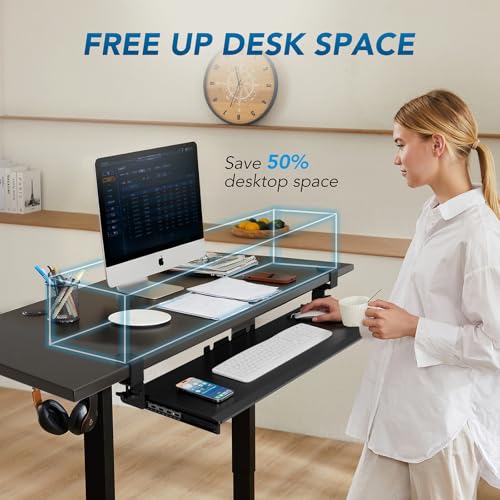 AX WABER Keyboard Tray Under Desk Pull Out with 3 Height Adjustable Extra Sturdy C Clamp Mount System, 32.8 (38 inch Including Clamps) x 12 Inch Slide-Out Platform Computer Drawer for Typing - color: Black, size: 38"x 12”Keyboard Tray