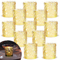 LOVEINUSA 48pcs Votive Candles Holders Wraps, Gold Tea Light Candle Fairy Home Decoration (No Bottom) - color: Gold