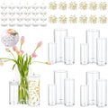 Set of 12 Glass Cylinder Vases for Centerpieces with 8 Pack Vase Filler 12 Pearl String 24 White Floating Candles for Table Centerpieces for Wedding Party Home Decor 5, 6, 8 Inch - style: 12 Set(6,8,10Inch)