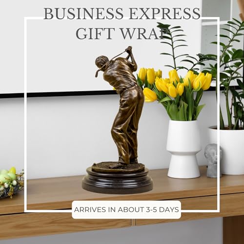 12.6'' Golf Man Bronze Statue, Classical Golfer Bronze Figurine Sculpture Ornament with Marble Base Modern Art Crafts for Home Office Decor Gift - size: 12.6" Man