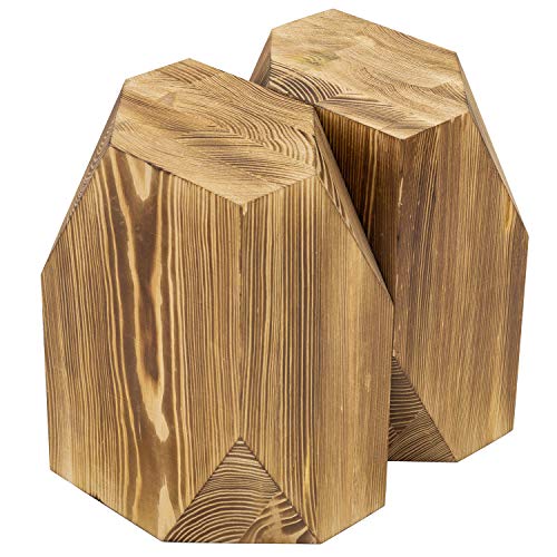 MyGift Brass Wood Decorative Bookends Triangular Design, Office Desk Wooden Book Ends, Book Stand for Shelves with Tone Ring Accent - color: Brown
