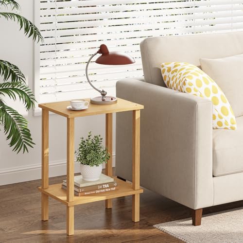TUTOTAK End Table, Side Table, Nightstand, 2-Tier Storage Shelf, Sofa Side Table for Small Space, Living Room, Bed Room Natural TB01BN034 - color: Natural