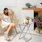 Garden 4 you Tv Trays, Folding Tray Table, Dinner Tray Table with No Assembly Required&Sturdy, Foldable Snack Eating Trays Table for Living Room, 15 x 18.9 x 26 in(White Marble,1PC) - color: White Marble, size: 1pc