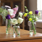 24Pcs Glass Cylinder Vases, Clear Ribbed Bud Vases for Centerpieces Weeding Decoration, Tall Clear Flower Vases in Bulk for Table Shelf, Party(Ribbed)