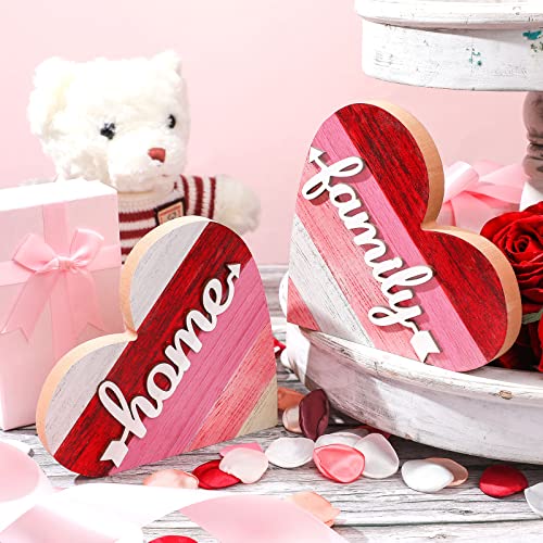 Jetec 2 Pcs Rustic Wooden Heart Table Decor, Daisy Farmhouse Home Decor, Bless This Home & Be Kind Sign for Living Room, Dining Room, Shelf & Mantel, Ideal Housewarming & Birthday Gift(Sweet Style) - style: Sweet Style