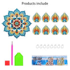 DIY Diamond Art Painting Candlestick Holders 5.71in Mandala Flower Shape Desk Candle Tray Tabletop Ornaments for Wedding Ramadan Party Home Table Centerpiece-Mandala11 - color: Mandala11