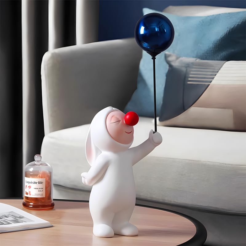 Bunny Figurine Statue Decor, White Bunnies Mom and Baby Statue Sculptures for Home Decor, Cute Rabbit Figurines Ornaments for Thanksgiving Christmas Festival Decor (2 Piece)