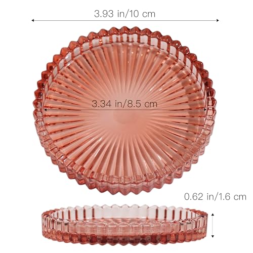Vixdonos 3.8 Inch Glass Pillar Candle Holder Set Pack 2 Gear Round Plate Serrated Candle Stand for Table Centerpieces,Party, Wedding and Home Decor - color: Reddish Brown