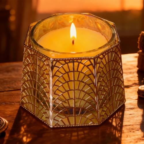 3 Wick Candle Holder, Shell Design Candle Jar Holder for 4-Inch Diameter Jars (5.25" D x 3.5" H) (Rose Gold) - color: Rose Gold