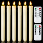 Homemory Real Wax LED Flameless Taper Candles with Remote Timer, 9.6 Inches Ivory Fake Candlesticks, Dripless Battery Operated Window Candle with 3D Flickering Flame for Fireplace Xmas Halloween - style: Farmhouse - Ivory 9.6"