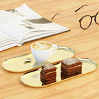 2 Pack Golden Bathroom Sink Vanity Decorative Tray, 12in Oval Trinket Storage for Dresser Counter, Stainless Steel Decor Jewelry Dish Tray, Perfume Candle Key Valet Organizer