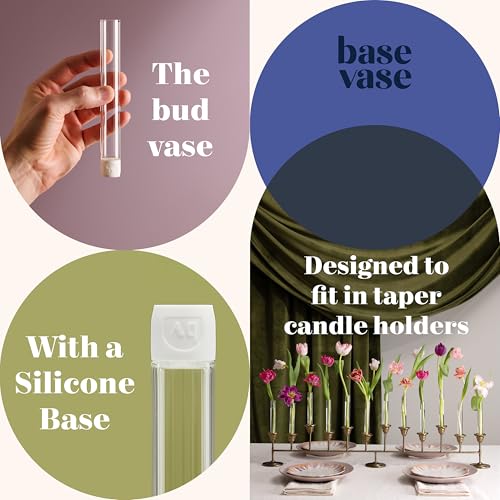 Base Vase (3-Pack) - The Bud Vase that Fits in Taper Candle Holders | Create Floral Arrangements for Tablescapes, Centerpieces, Weddings and Home Decor (Blue) - color: Blue