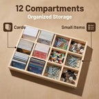 2 Pack Wooden Display Organizer Sorting Craft Tray Grid Display Divided Organizer for Bead Puzzle Card Crayons Sticker Trinket Organizing