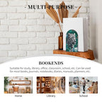 Wild Jungle Snow Leopard On Dark Green Luxury Bookends for Shelves 2 Pcs Wooden Book Stopper Organizer for Home Office Libraries